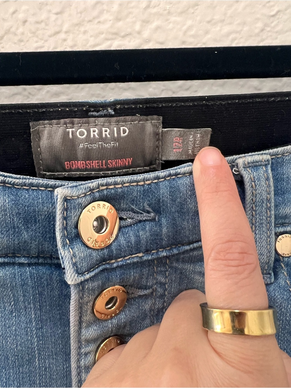 Torrid Light Blue Skinny Jeans with Button-Fly - Picture 4 of 5